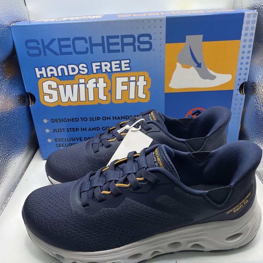 Skechers hands-free swift Fit men's Slip On Navy No Bending Shoe. Size 8 New